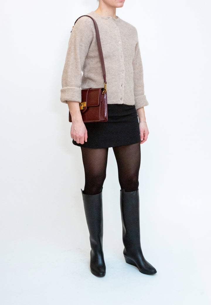 HVISK Cayman Raw Padlock Crossbody 508 Deep Burgundy