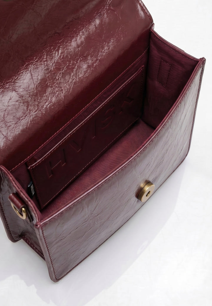 HVISK Cayman Raw Padlock Crossbody 508 Deep Burgundy