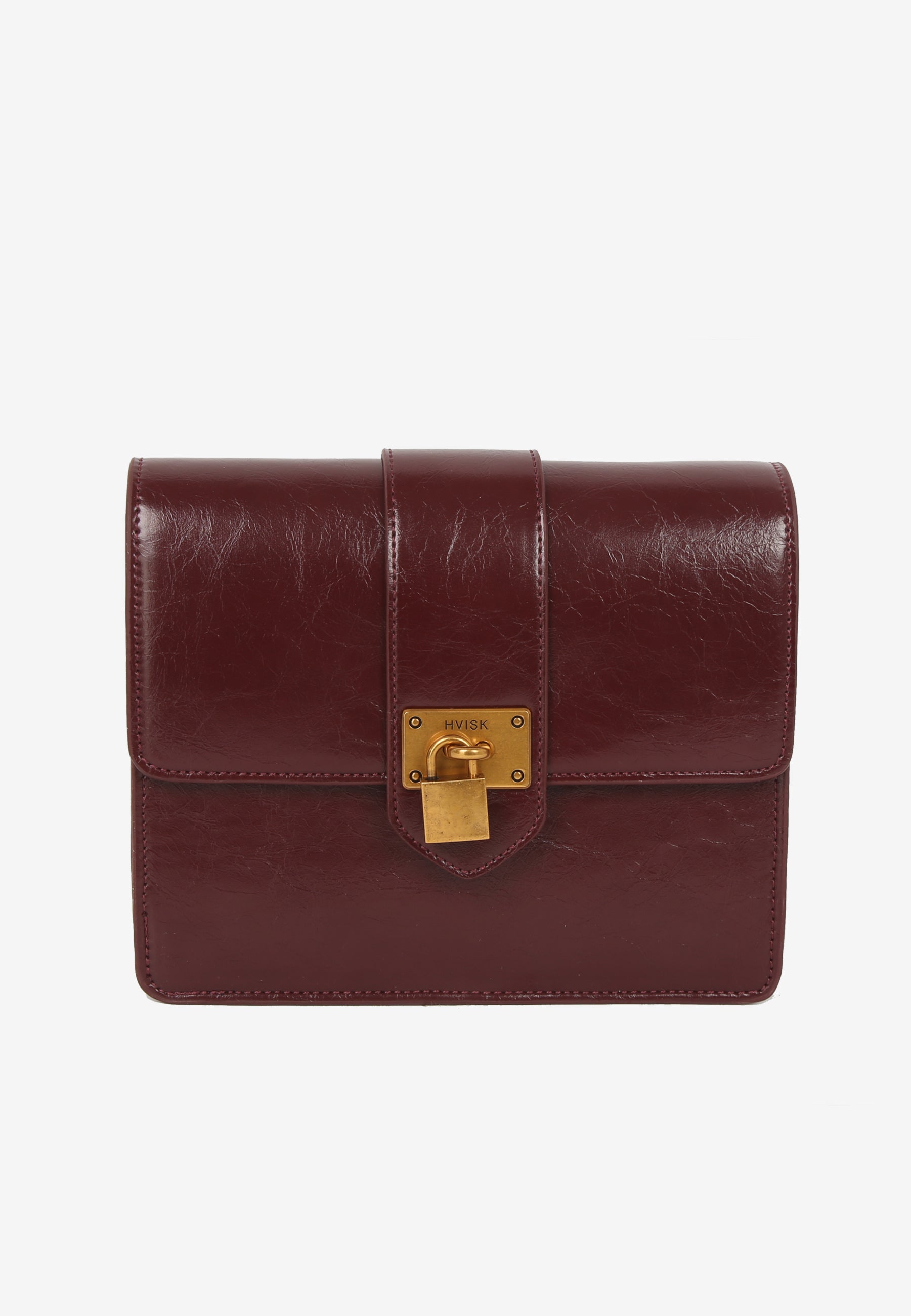 HVISK Cayman Raw Padlock Crossbody 508 Deep Burgundy
