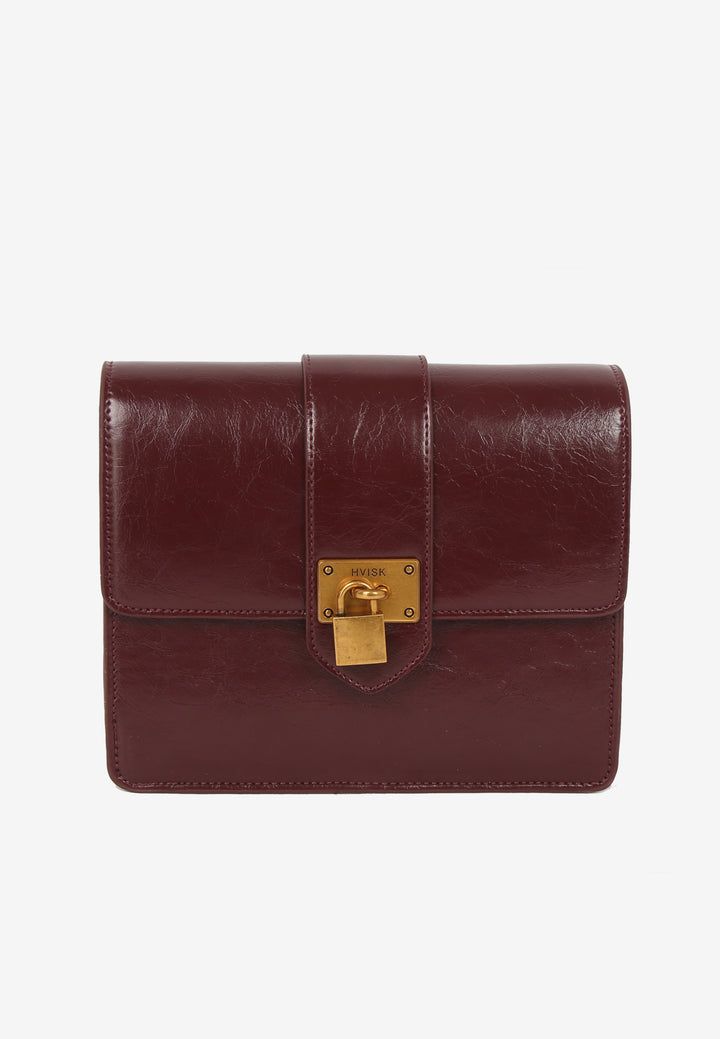 HVISK Cayman Raw Padlock Crossbody 508 Deep Burgundy