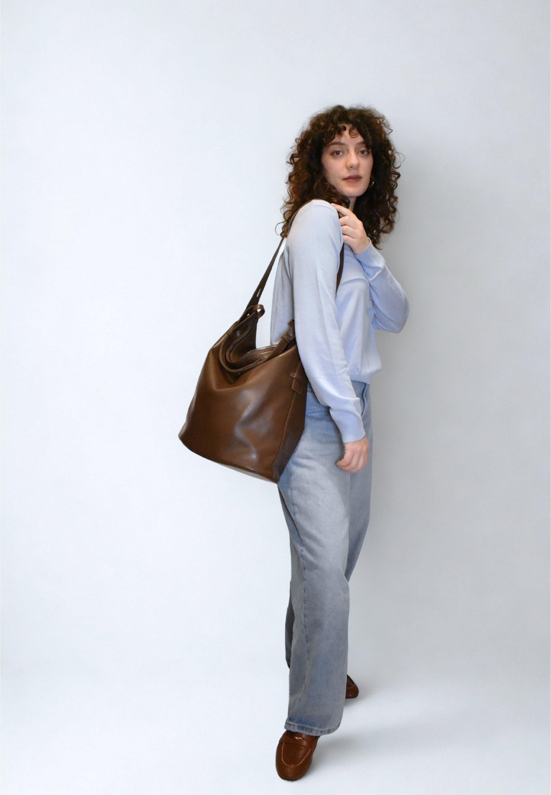 HVISK EMMETT GLOSSY STRUCTURE Tote Bag 496 Cocoa