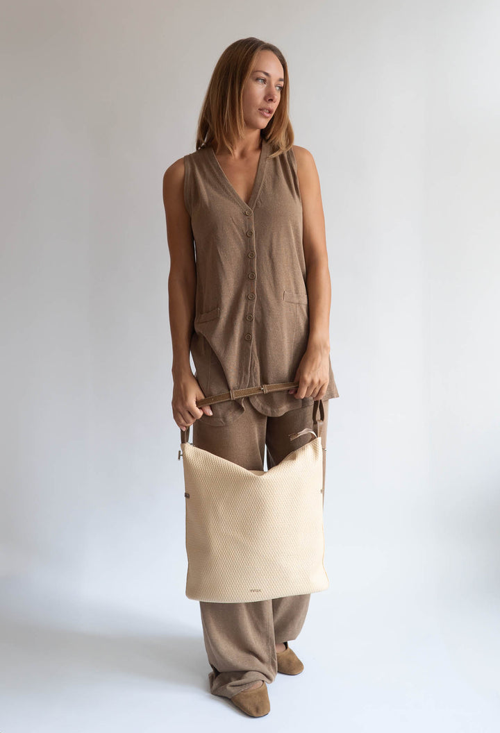 HVISK EMMETT RAFFIA STRUCTURE Tote Bag 471 Raffia Sand