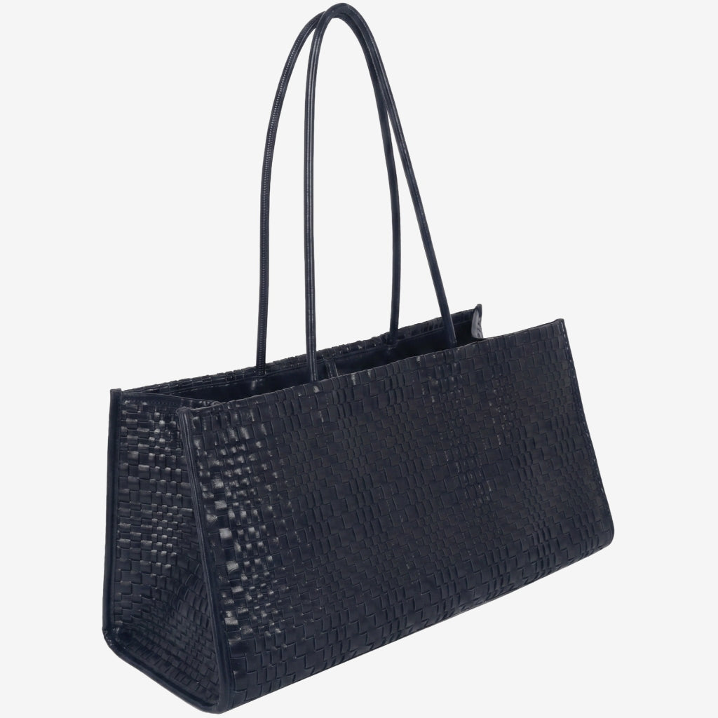 HVISK HANNAH RAW BRAIDED Shoulder Bag 0004 NAVY BLUE