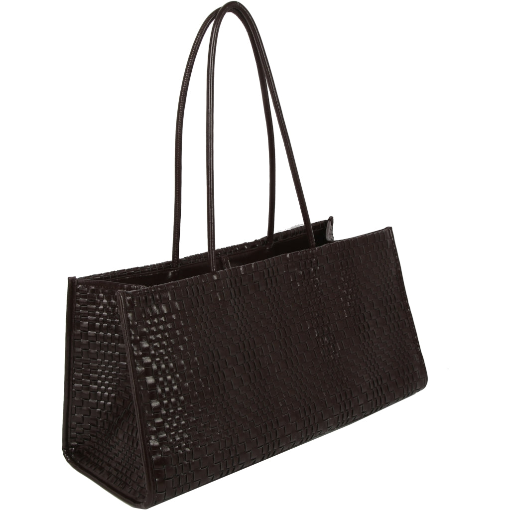 HVISK HANNAH RAW STRUCTURE BRAIDED Tote Bag 507 Umber Brown