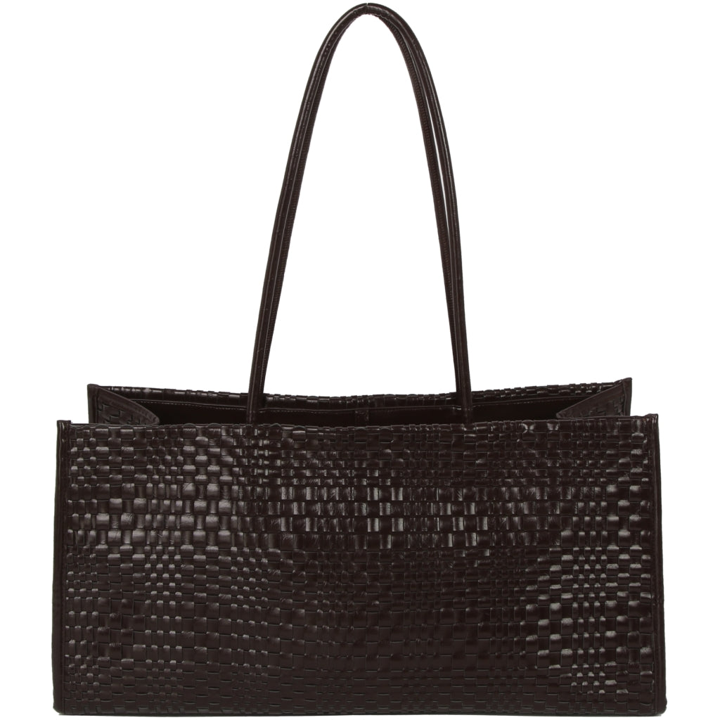 HVISK HANNAH RAW STRUCTURE BRAIDED Tote Bag 507 Umber Brown