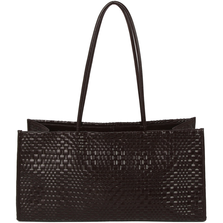 HVISK HANNAH RAW STRUCTURE BRAIDED Tote Bag 507 Umber Brown