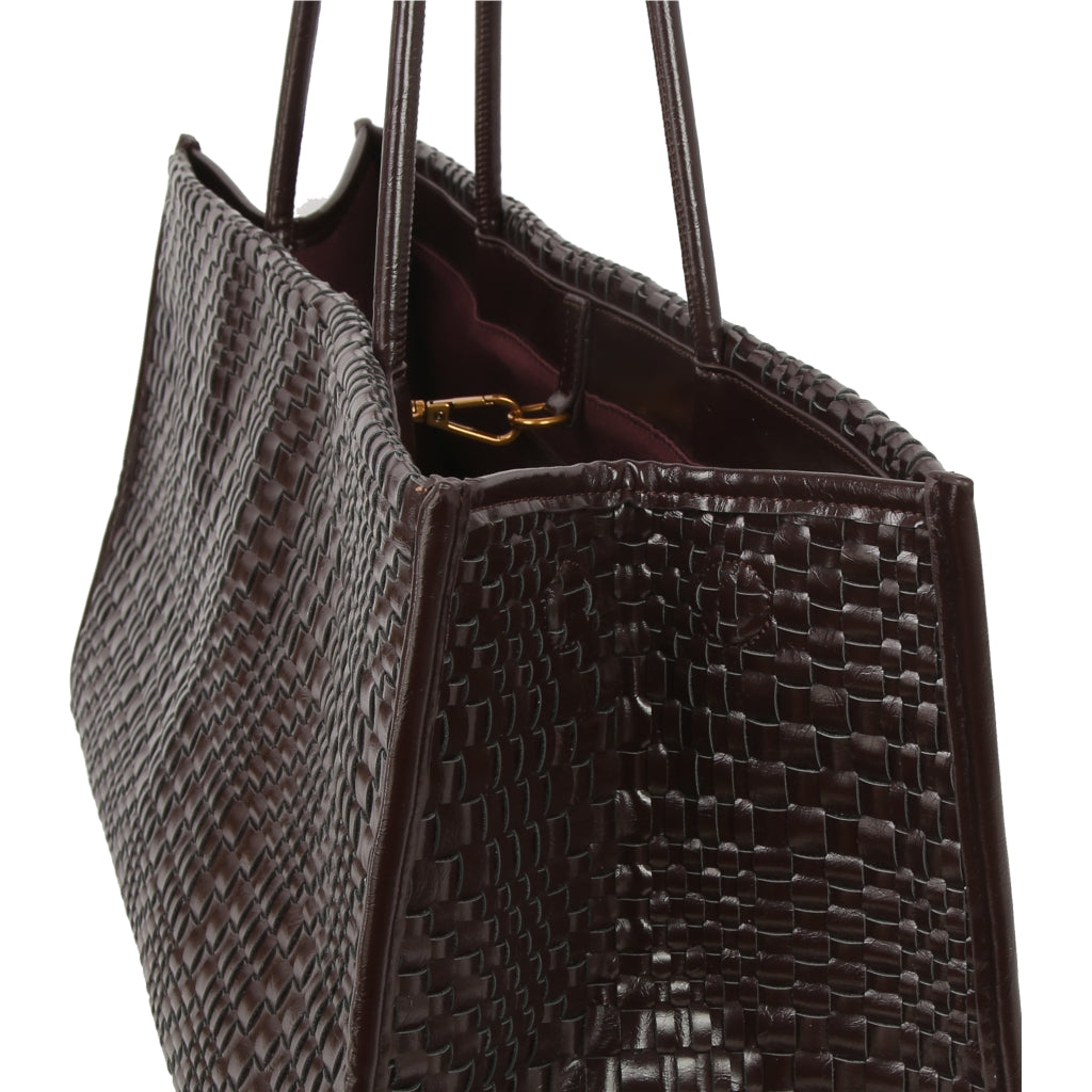 HVISK HANNAH RAW STRUCTURE BRAIDED Tote Bag 507 Umber Brown