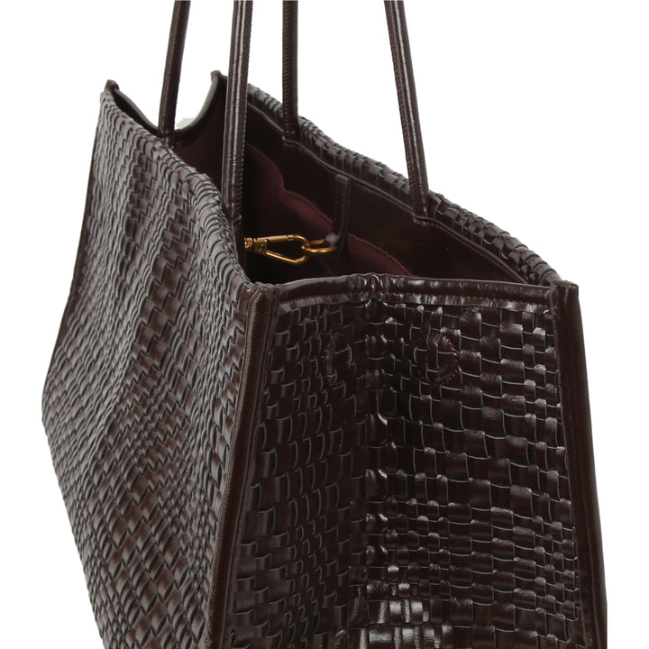 HVISK HANNAH RAW STRUCTURE BRAIDED Tote Bag 507 Umber Brown