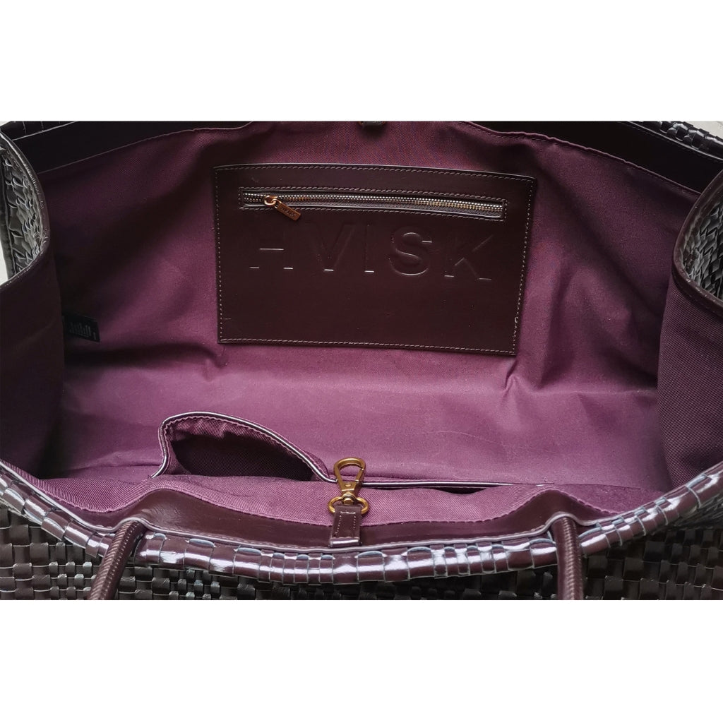 HVISK HANNAH RAW STRUCTURE BRAIDED Tote Bag 507 Umber Brown