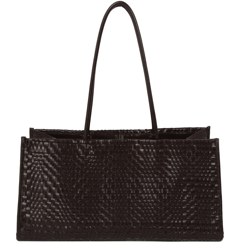 HVISK HANNAH RAW STRUCTURE BRAIDED Tote Bag 507 Umber Brown