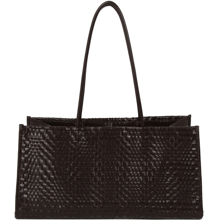 HVISK HANNAH RAW STRUCTURE BRAIDED Tote Bag 507 Umber Brown