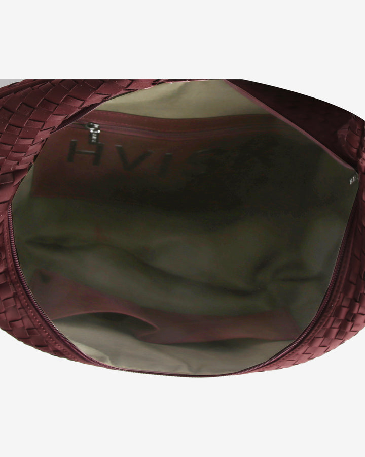 HVISK HAZE BRAIDED NEOPRENE Tote Bag 475 Midnight Plum