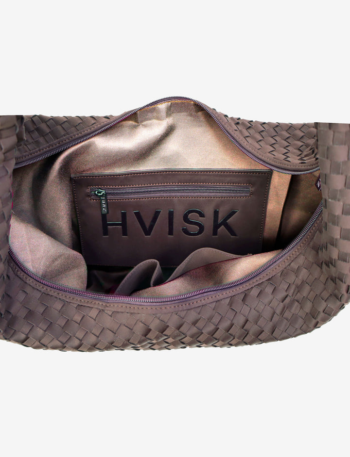 HVISK HAZE BRAIDED NEOPRENE Tote Bag 485 Espresso