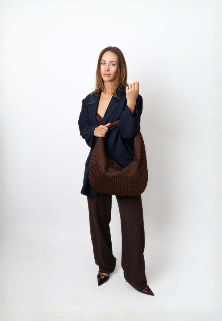 HVISK HAZE BRAIDED NEOPRENE Tote Bag 485 Espresso