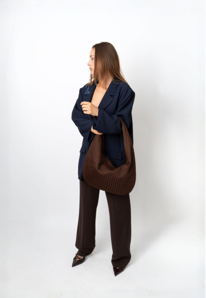 HVISK HAZE BRAIDED NEOPRENE Tote Bag 485 Espresso