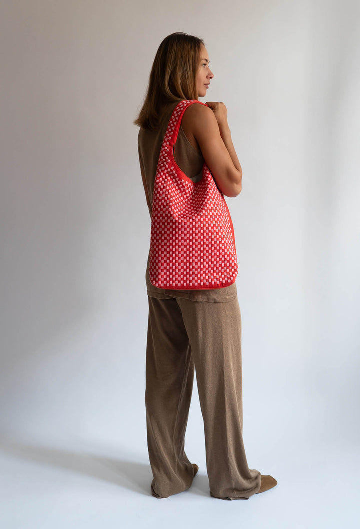 HVISK HOBO BRAIDED NEOPRENE Tote Bag 465 Red Coral