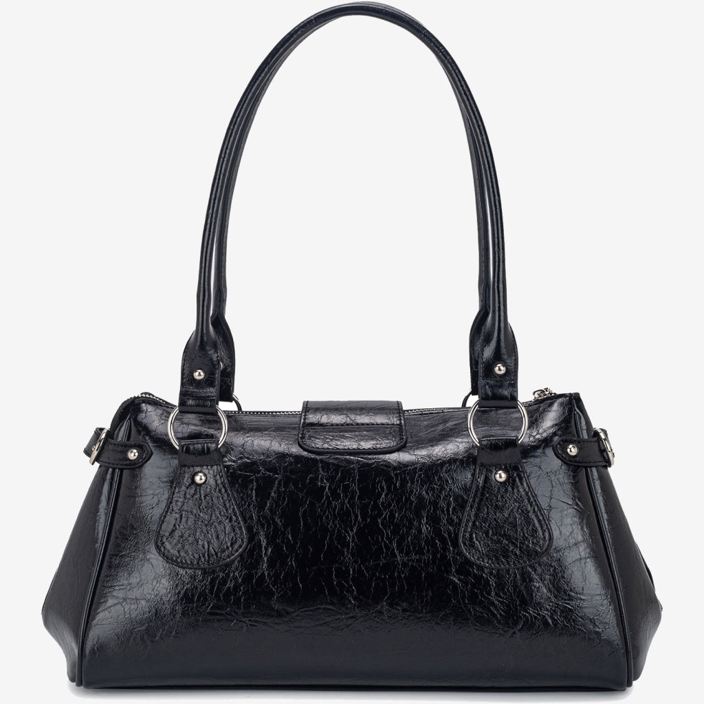 HVISK ISABELLA LACQUER Shoulder Bag 009 Black