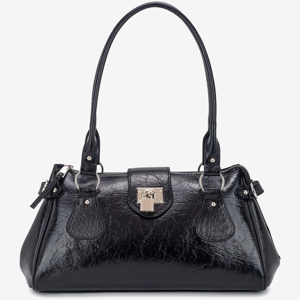 HVISK ISABELLA LACQUER Shoulder Bag 009 Black