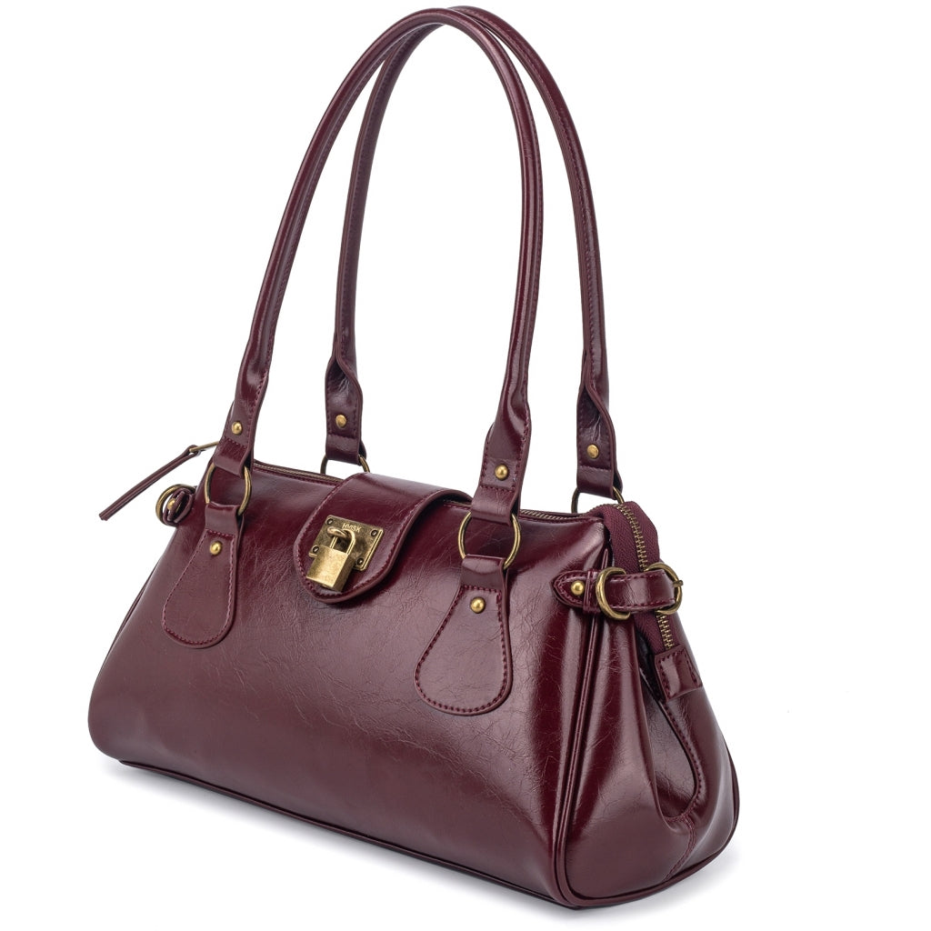 HVISK ISABELLA RAW STRUCTURE Shoulder Bag 508 Deep Burgundy
