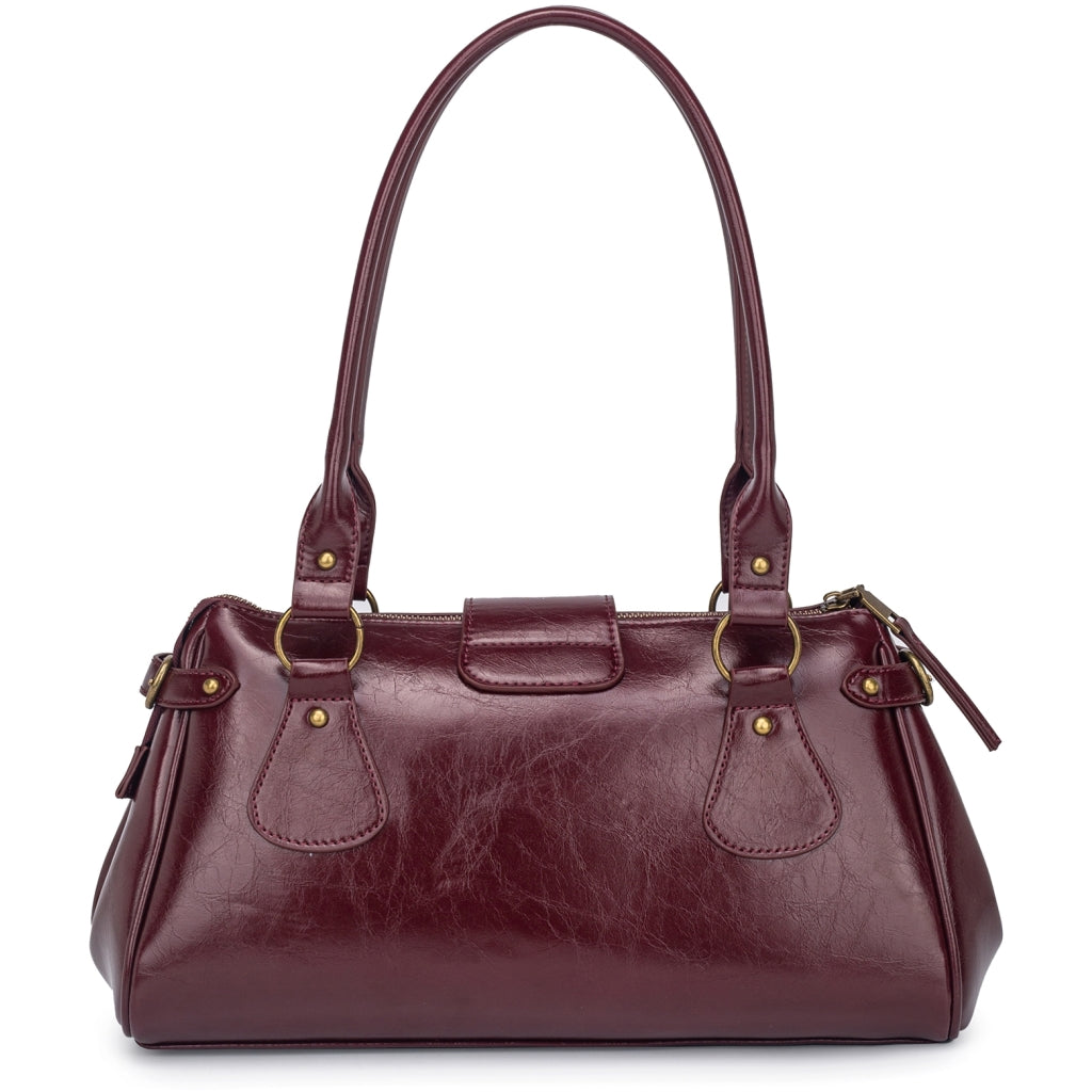 HVISK ISABELLA RAW STRUCTURE Shoulder Bag 508 Deep Burgundy