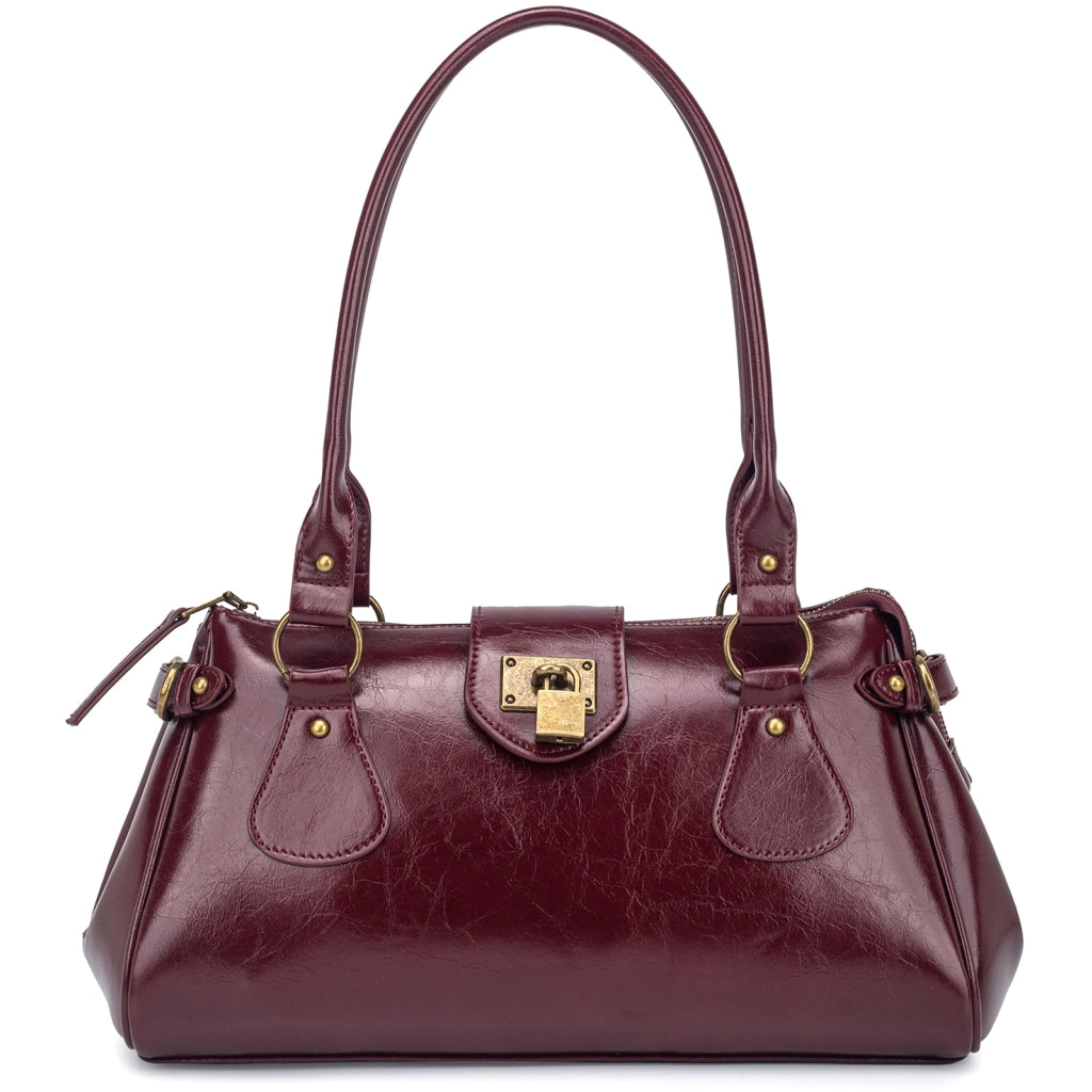 HVISK ISABELLA RAW STRUCTURE Shoulder Bag 508 Deep Burgundy