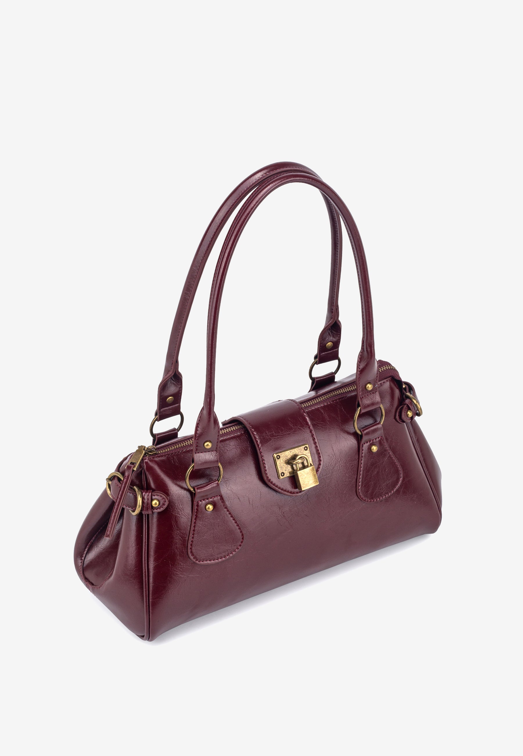 HVISK Isabella Raw Shoulder Bag 508 Deep Burgundy