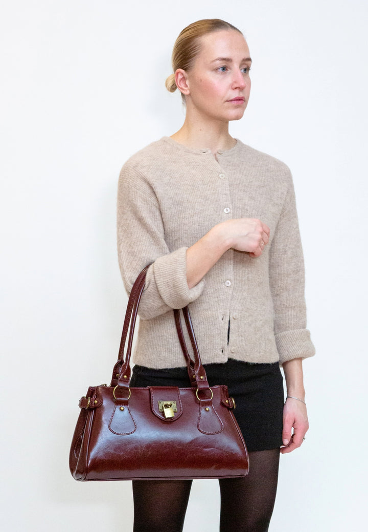 HVISK Isabella Raw Shoulder Bag 508 Deep Burgundy