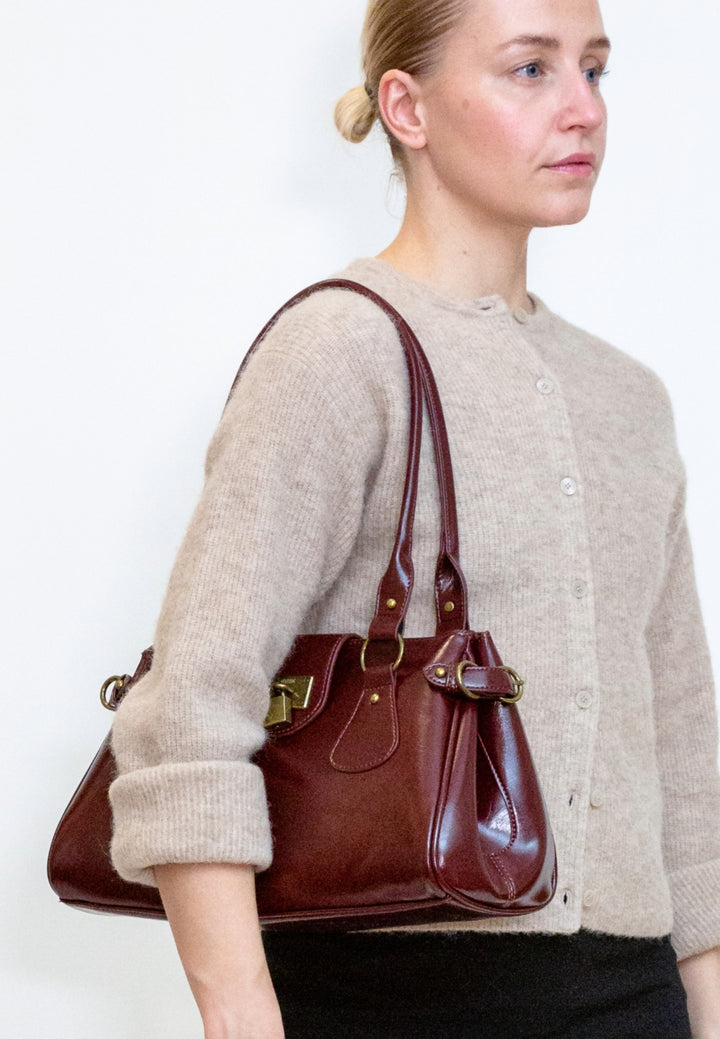HVISK Isabella Raw Shoulder Bag 508 Deep Burgundy