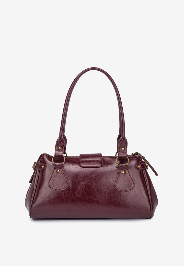 HVISK Isabella Raw Shoulder Bag 508 Deep Burgundy