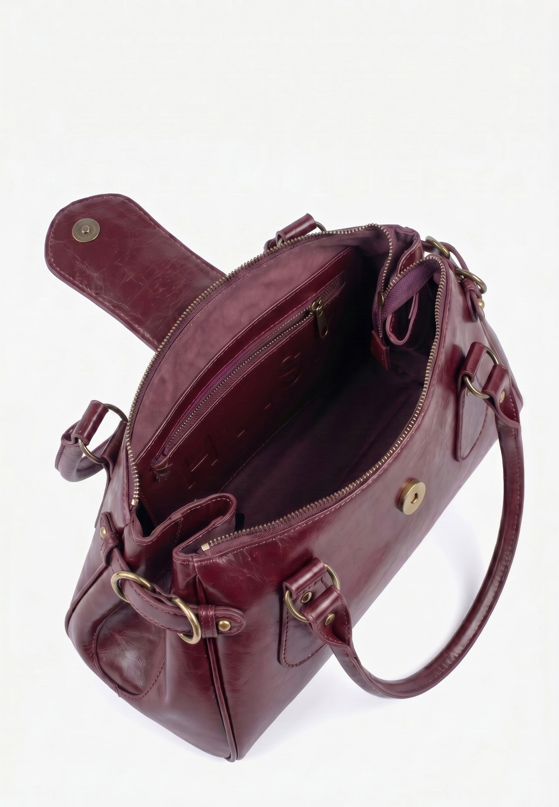 HVISK Isabella Raw Shoulder Bag 508 Deep Burgundy