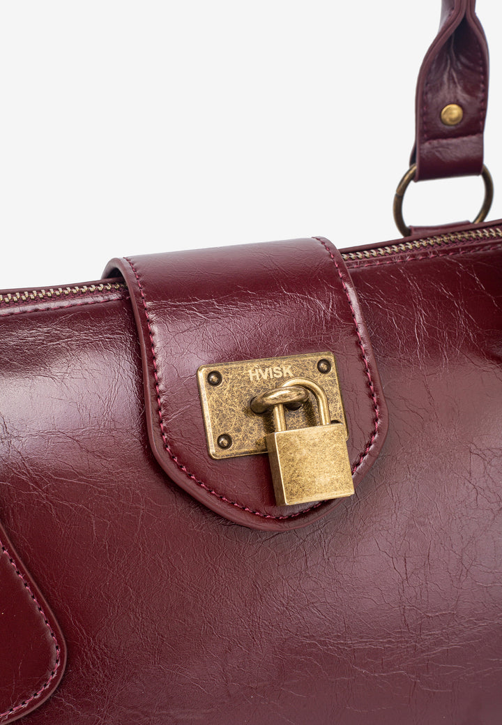 HVISK Isabella Raw Shoulder Bag 508 Deep Burgundy