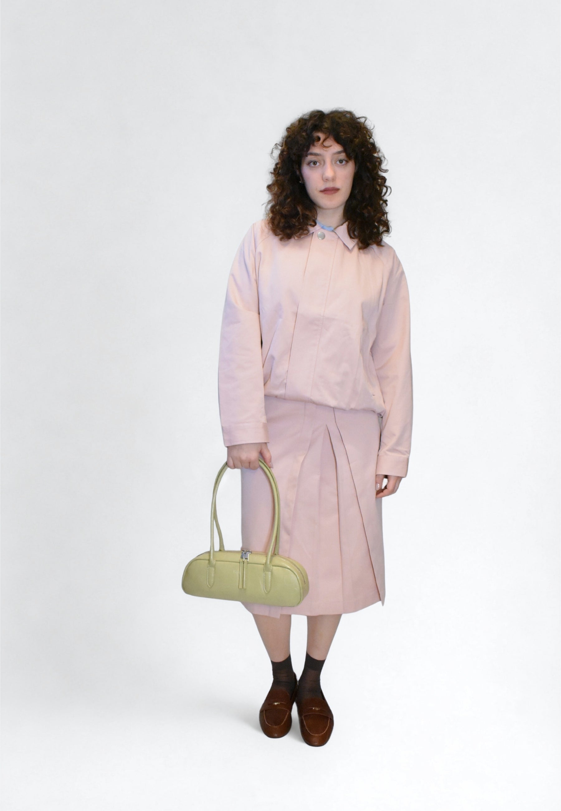 HVISK JUNIPER GLOSSY STRUCTURE Handle Bag 492 Matcha Green