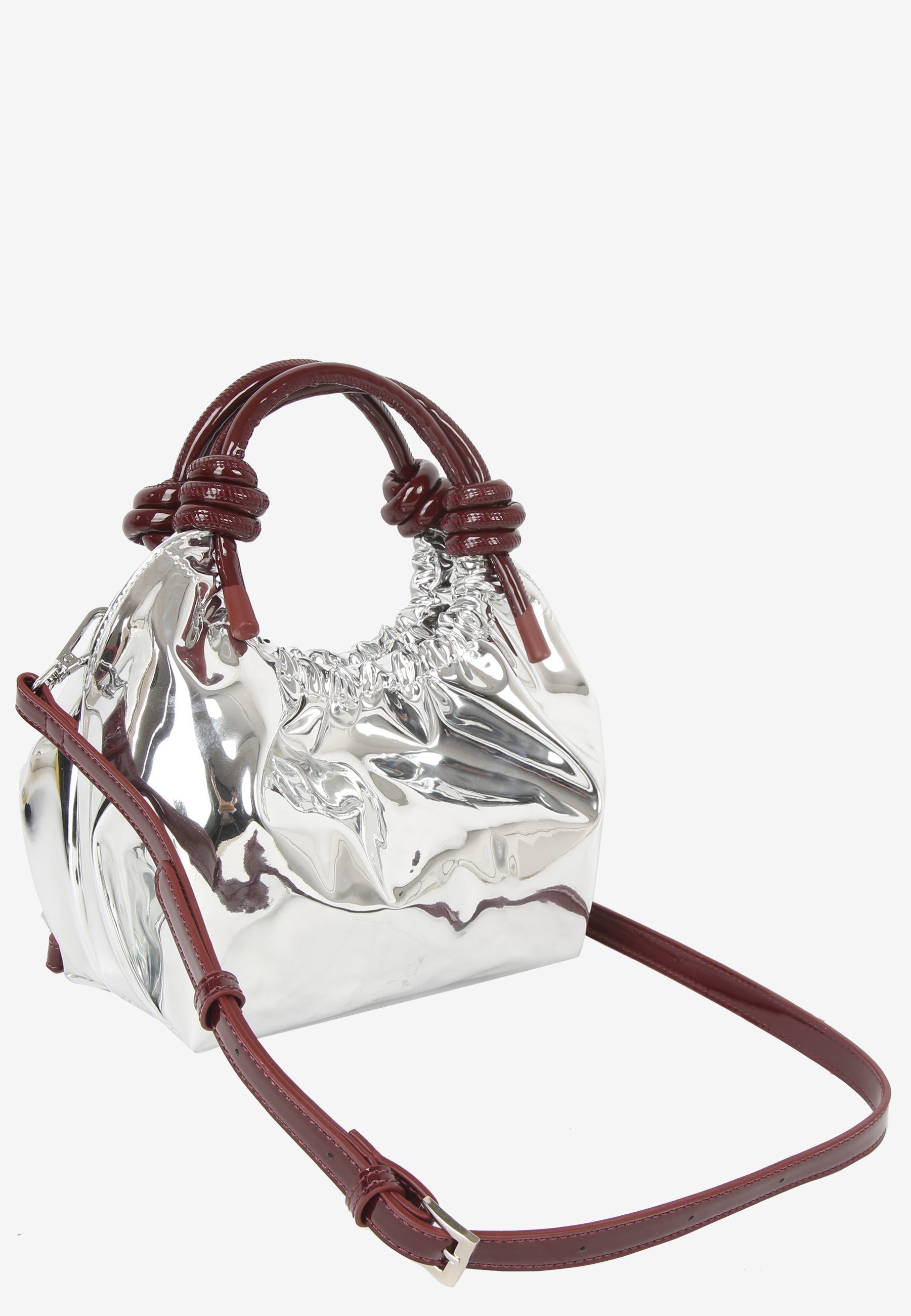 HVISK Jolly Mirror Gloss Handle Bag 511 Silver Maroon