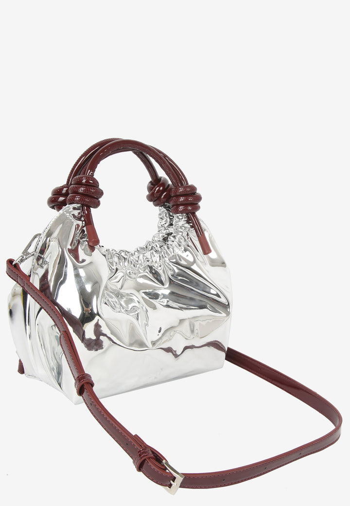 HVISK Jolly Mirror Gloss Handle Bag 511 Silver Maroon