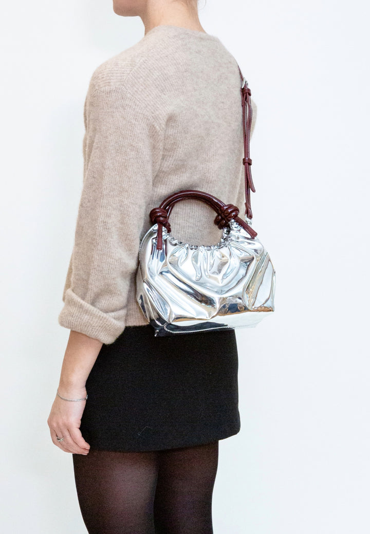 HVISK Jolly Mirror Gloss Handle Bag 511 Silver Maroon