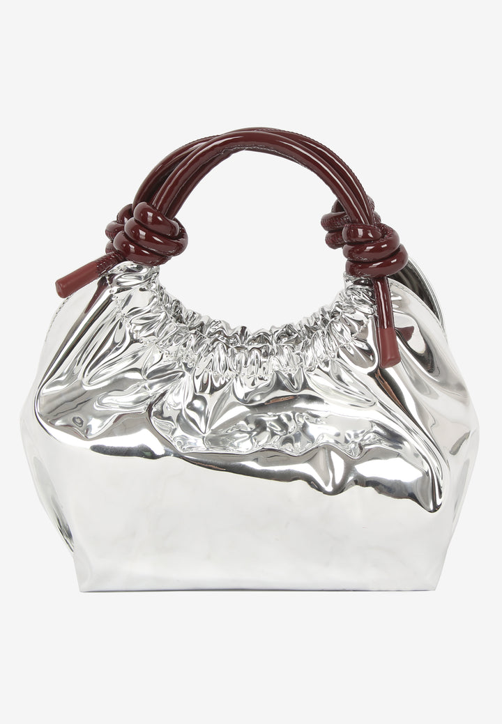 HVISK Jolly Mirror Gloss Handle Bag 511 Silver Maroon