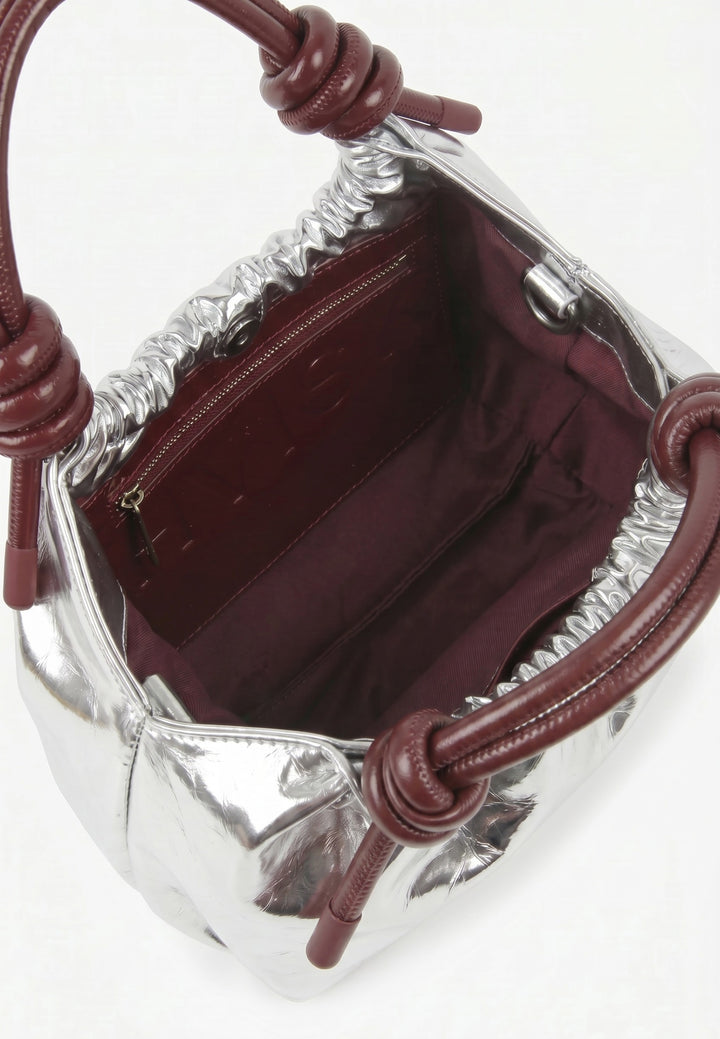 HVISK Jolly Mirror Gloss Handle Bag 511 Silver Maroon