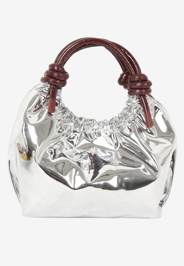 HVISK Jolly Mirror Gloss Handle Bag 511 Silver Maroon