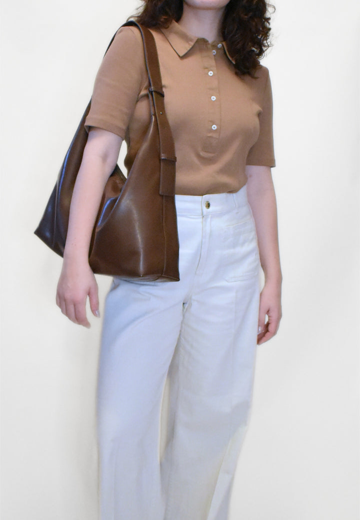HVISK LANE GLOSSY STRUCTURE Tote Bag 496 Cocoa