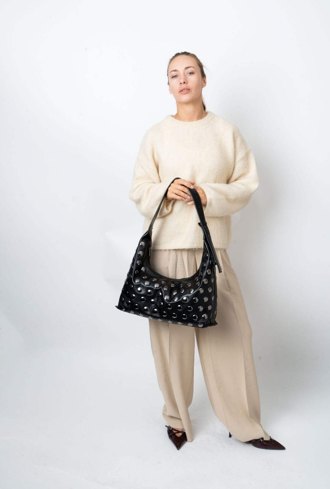 HVISK LANE SOFT STRUCTURE STUDS Tote Bag 009 Black