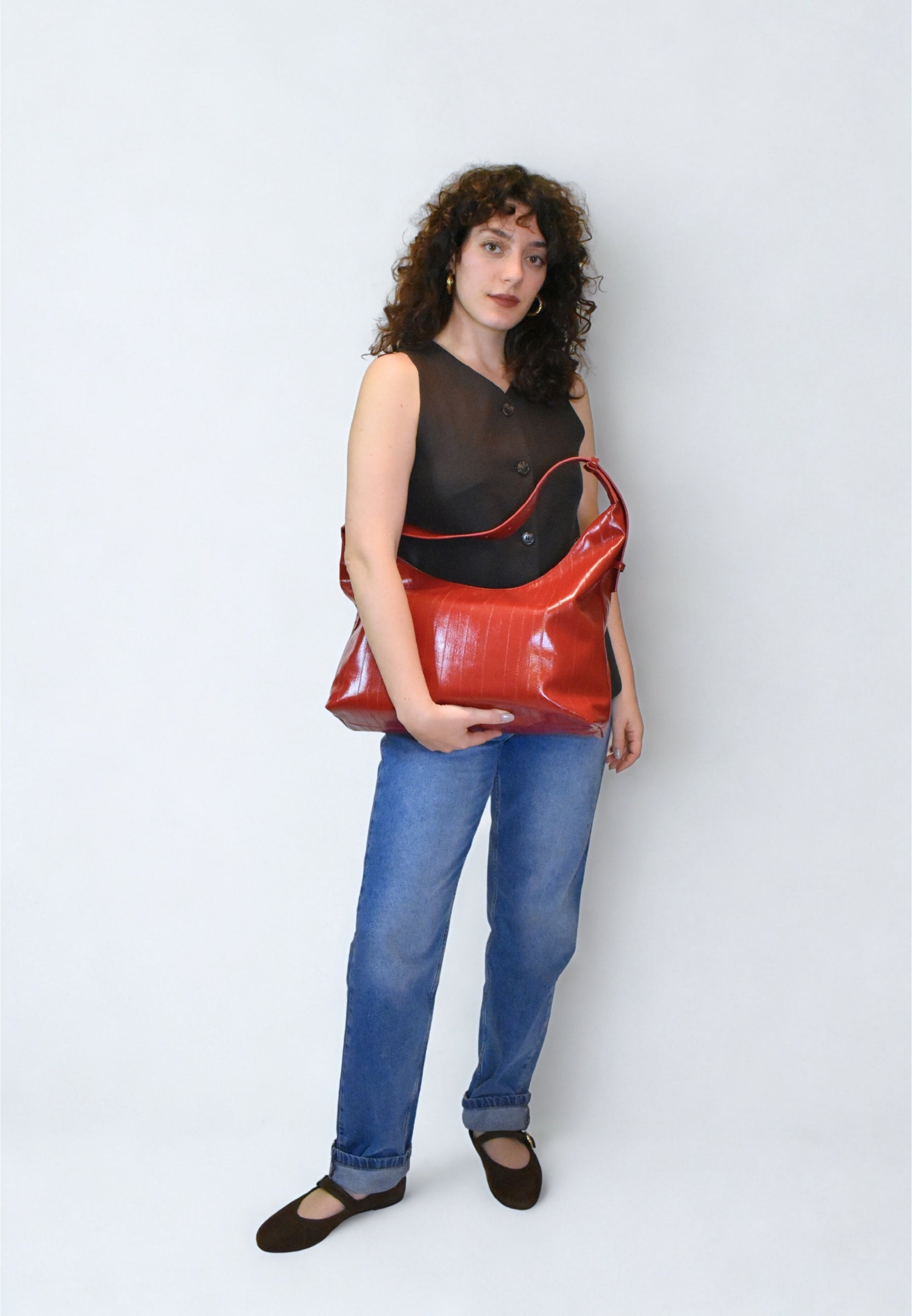 HVISK LANE STROKE STRUCTURE Tote Bag 494 Scarlet Red