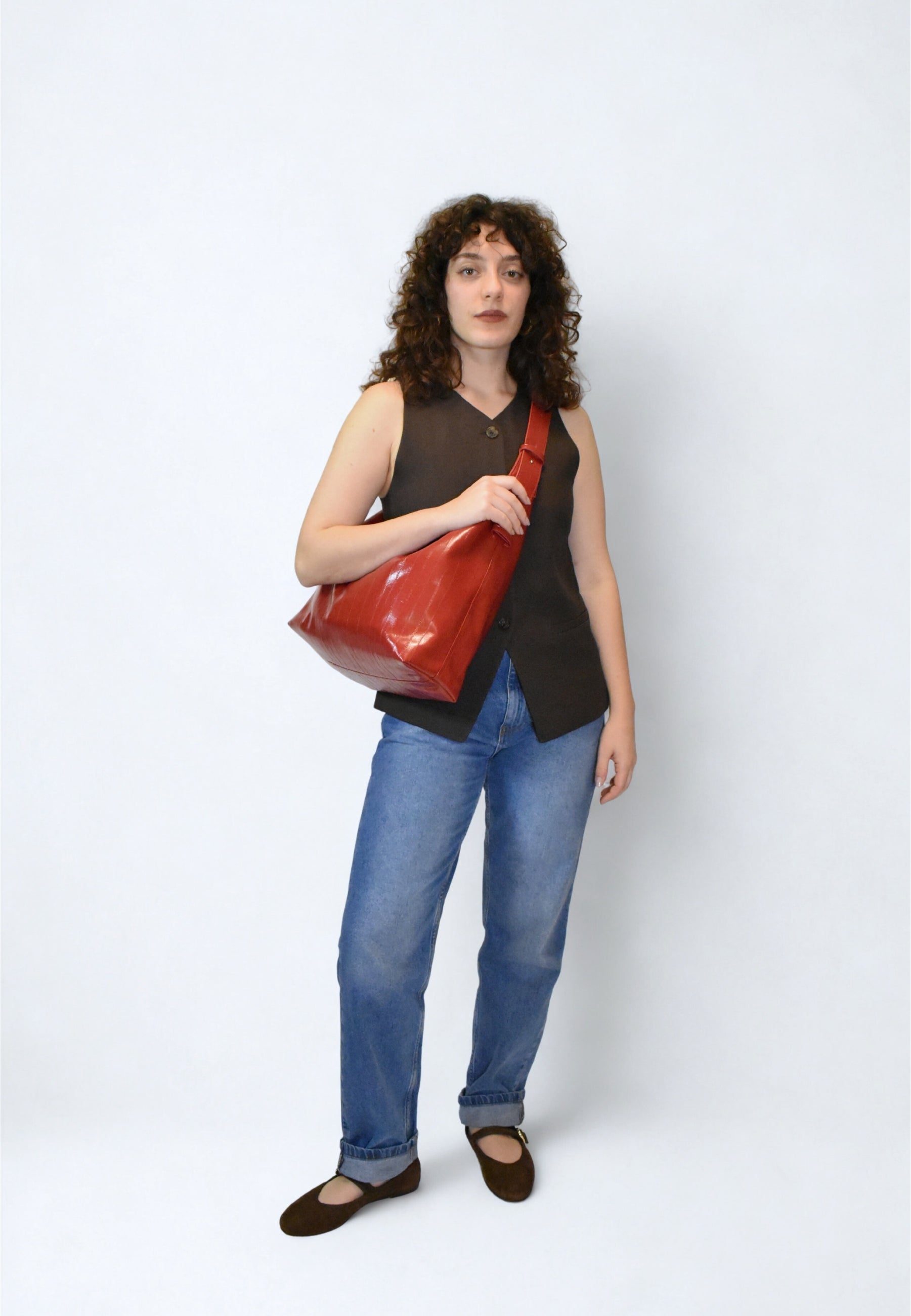 HVISK LANE STROKE STRUCTURE Tote Bag 494 Scarlet Red