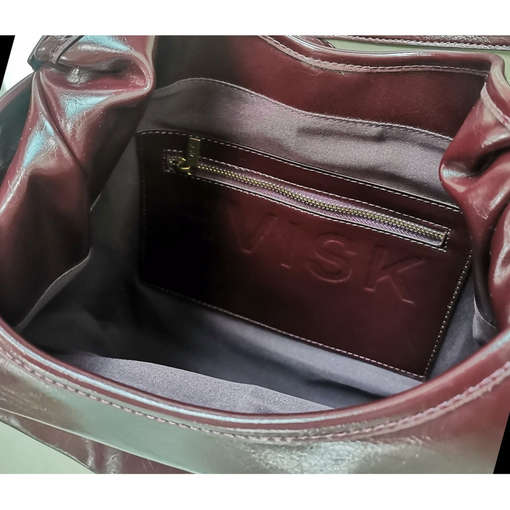 HVISK LOLA RAW STRUCTURE HARDWARE Tote Bag 508 Deep Burgundy