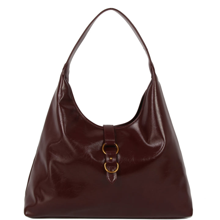 HVISK LOLA RAW STRUCTURE HARDWARE Tote Bag 508 Deep Burgundy