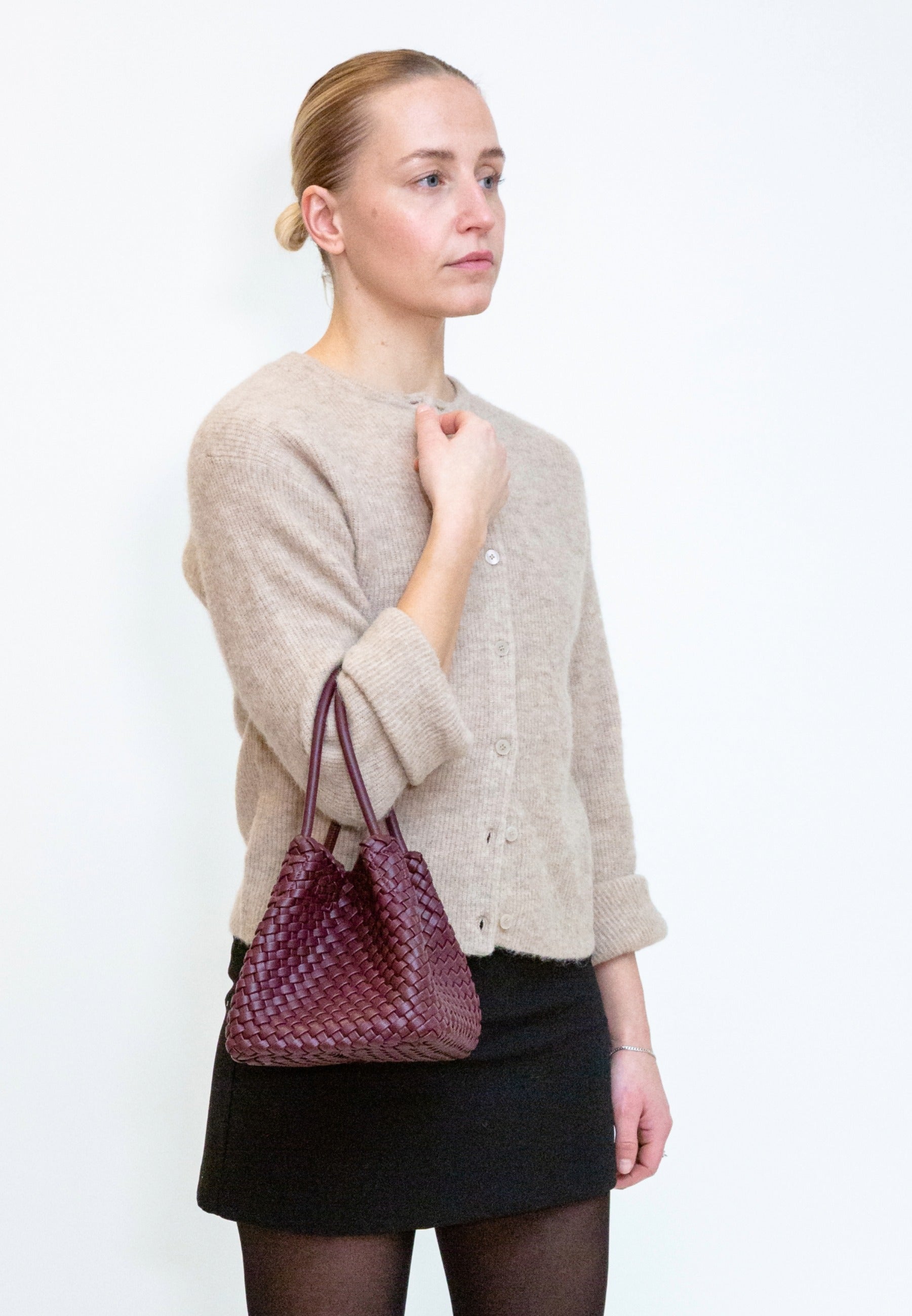 HVISK Lily Braided Handbag 508 Deep Burgundy