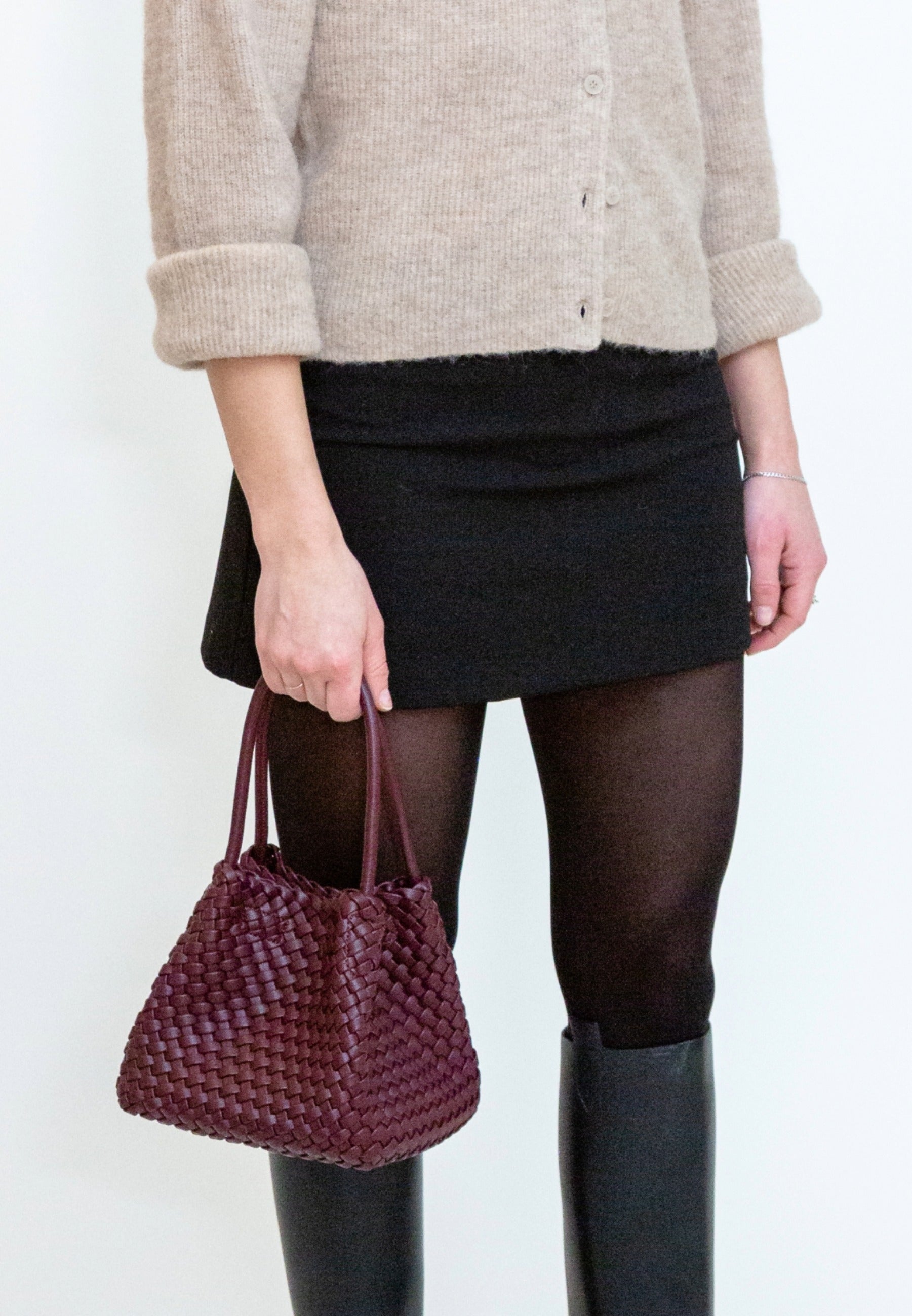 HVISK Lily Braided Handbag 508 Deep Burgundy