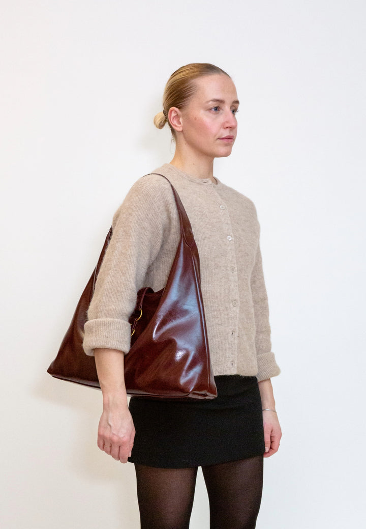 HVISK Lola Raw Hardware Tote Bag 508 Deep Burgundy