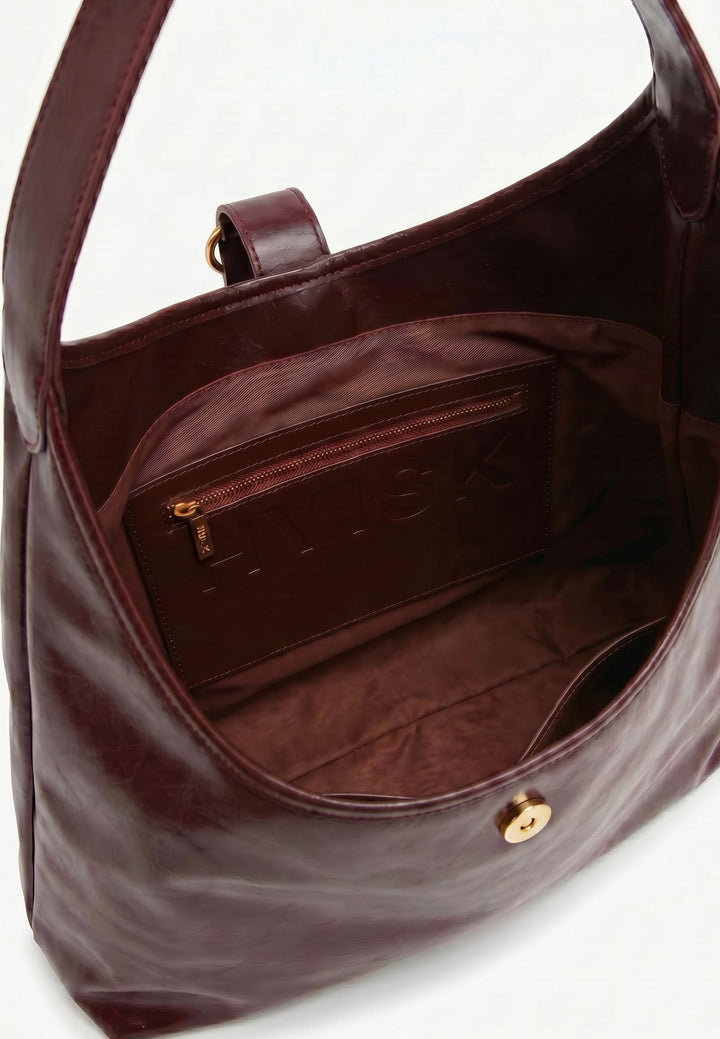 HVISK Lola Raw Hardware Tote Bag 508 Deep Burgundy
