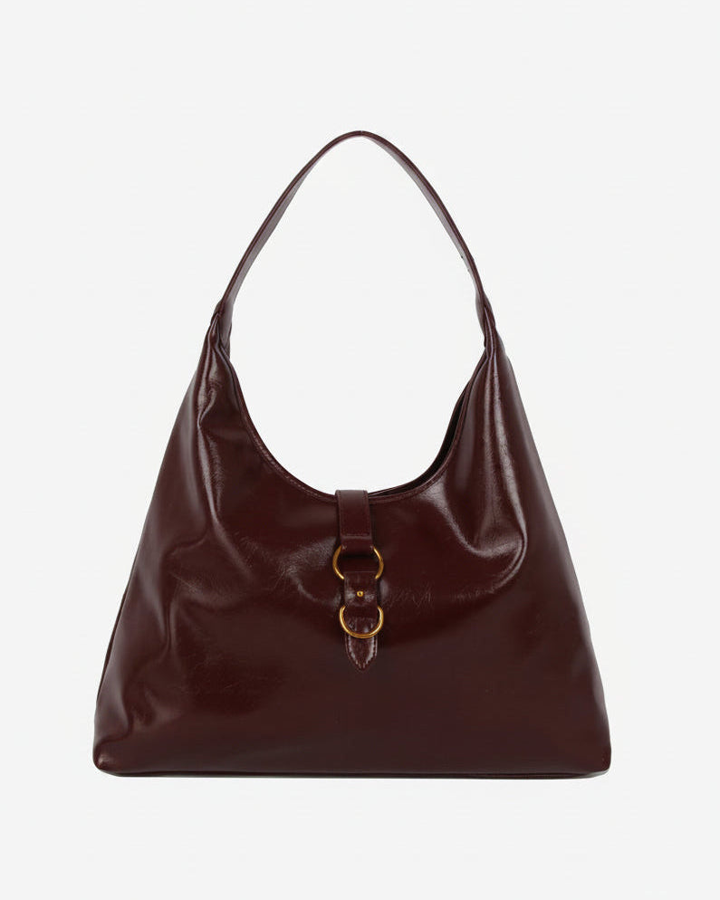 HVISK Lola Raw Hardware Tote Bag 508 Deep Burgundy