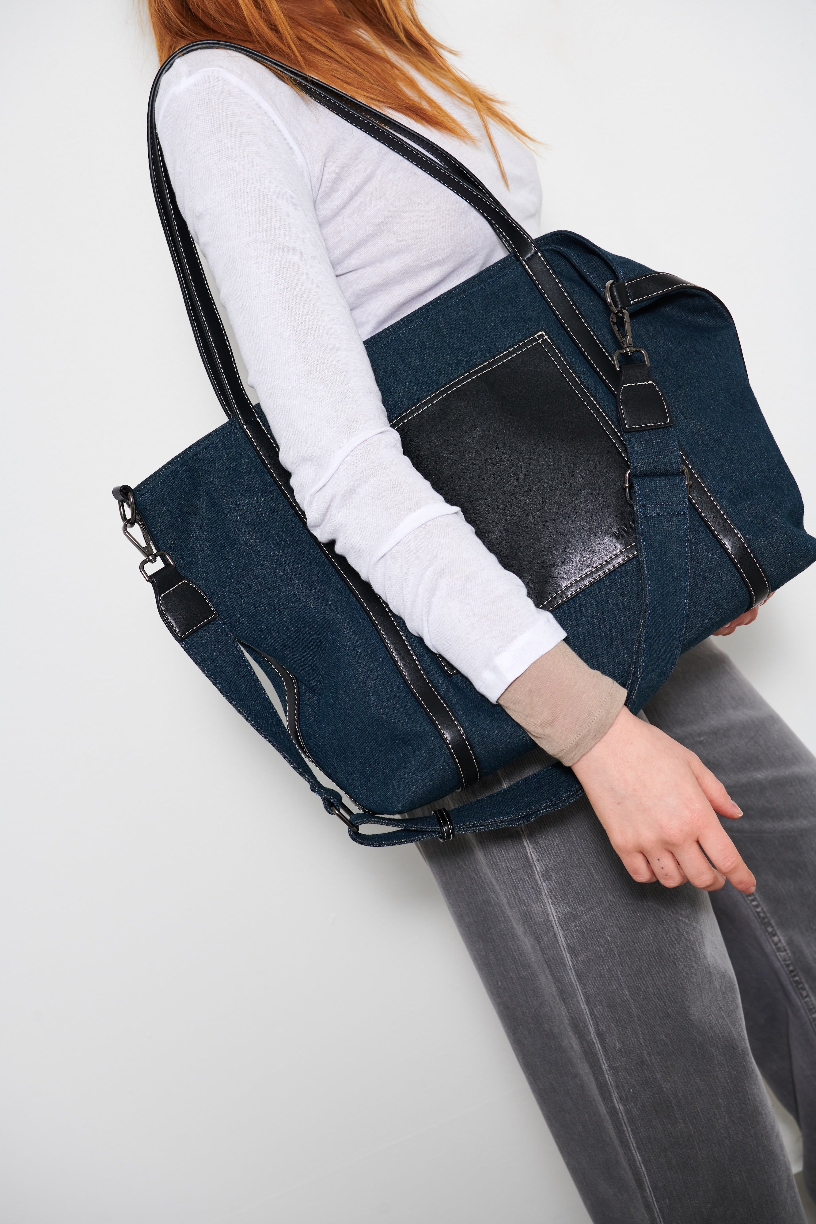 HVISK MILES DENIM Handle Bag 447 Blue Ink